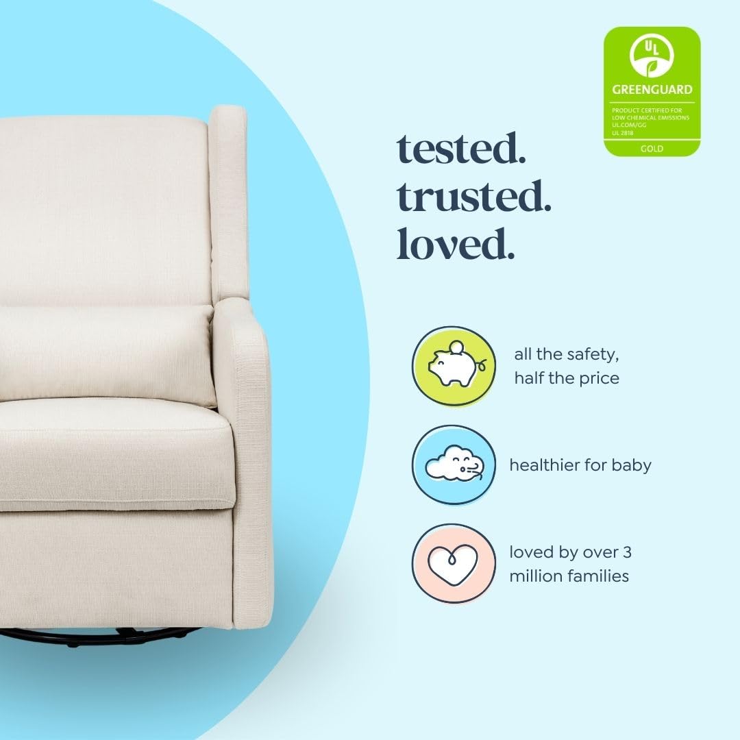 Carter’s Arlo Glider Recliner Nursery Chair - Water & Stain Resistant Glider Rocking Chair for Nursery - GREENGUARD Gold, FSC & Certi-PUR US Certified - Cozy Cream Swivel Rocker Recliner Chair - Image 4