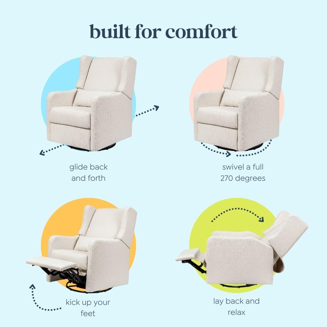 Carter’s Arlo Glider Recliner Nursery Chair - Water & Stain Resistant Glider Rocking Chair for Nursery - GREENGUARD Gold, FSC & Certi-PUR US Certified - Cozy Cream Swivel Rocker Recliner Chair - Image 5