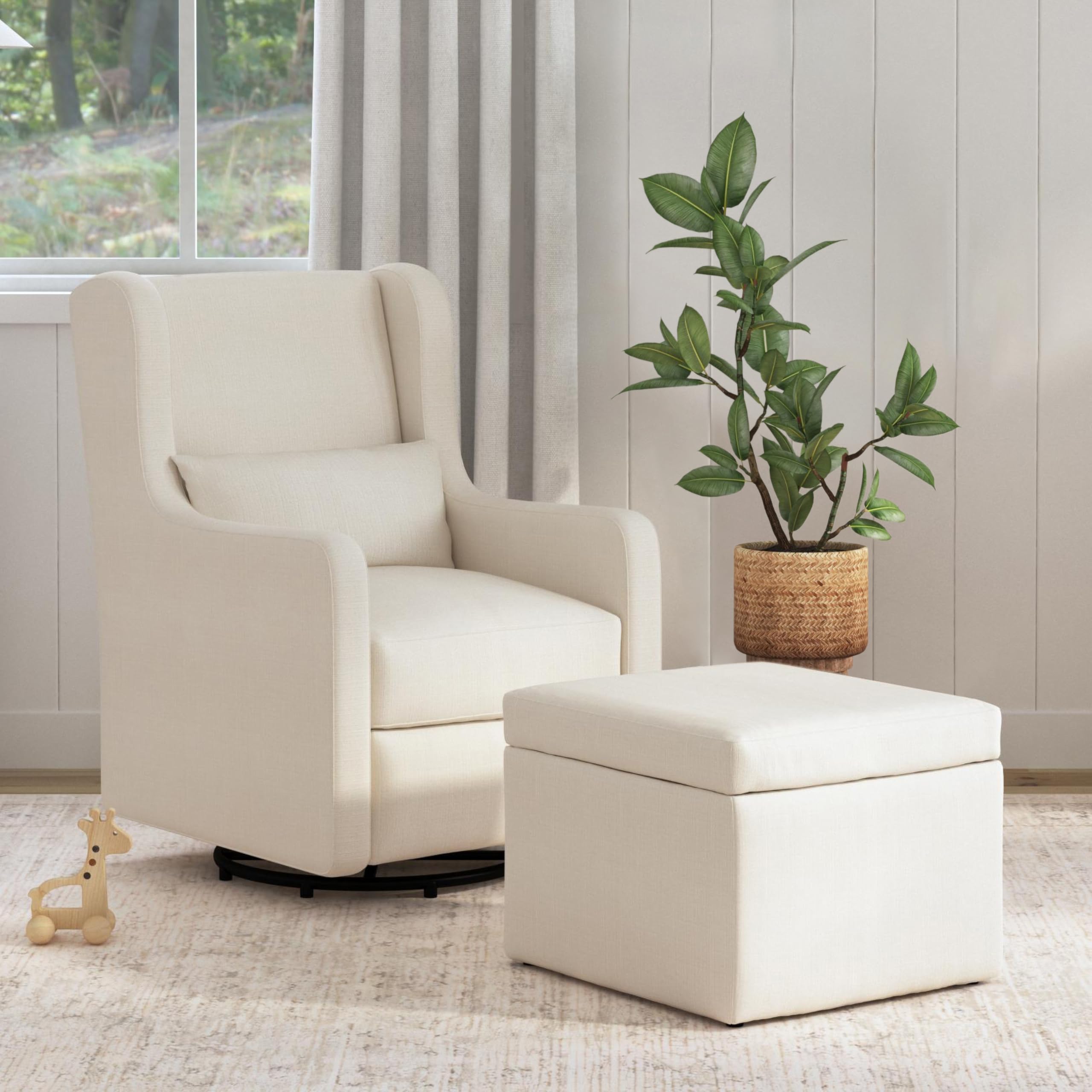 Carter's by daVinci Adrian 360° Swivel Glider Chair w/ Storage Ottoman - Water & Stain Resistant Rocking Chair Glider - GREENGUARD Gold & FSC Certified Glider Rocking Chair for Nursery & Living Room - Image 5