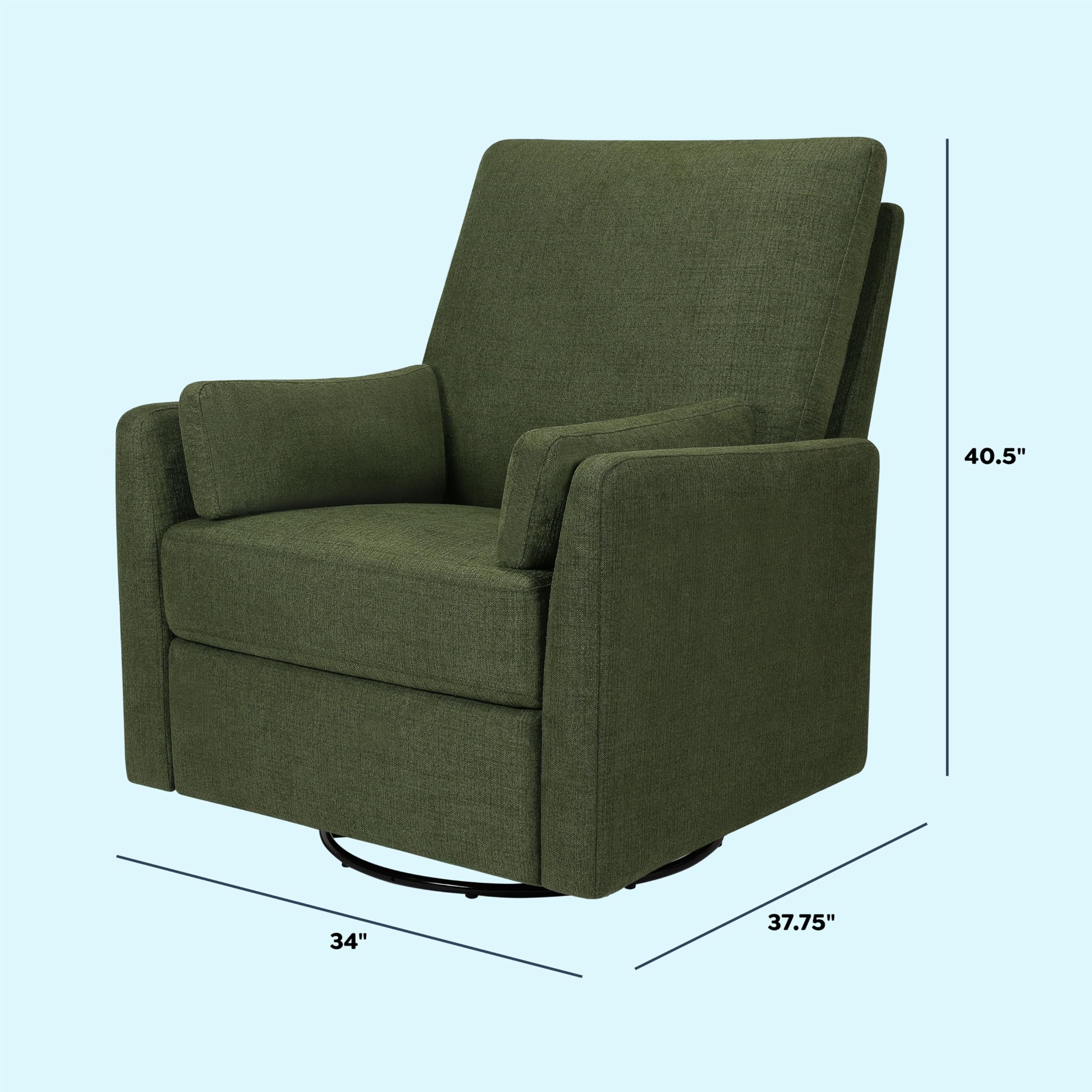 Carter's by Davinci Ethan Swivel Recliner in Performance Forest Green Linen, GREENGUARD Gold & CertiPUR-US® Certified - Image 7