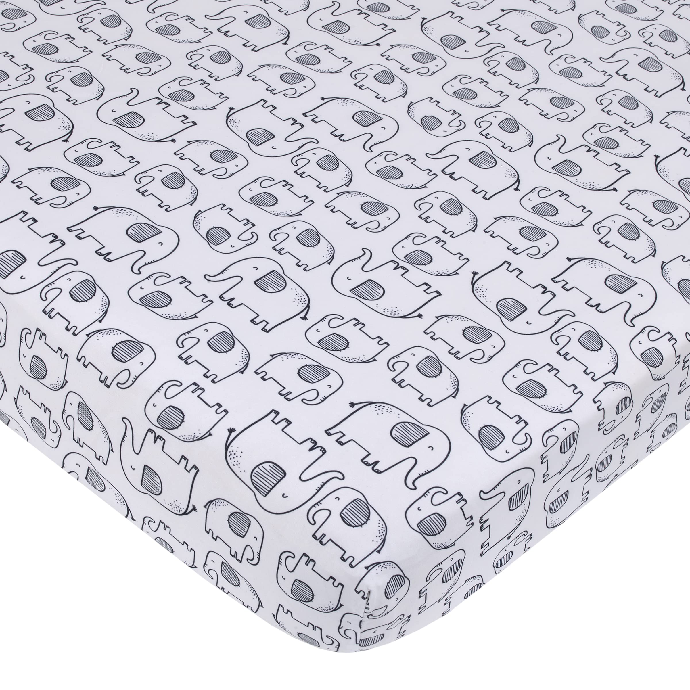 NoJo Carter's Blue Elephant - Chambray, Navy, Gray and White Elephant, Moon, Clouds and Stars 3 Piece Nursery Crib Bedding Set - Comforter, Fitted Crib Sheet and Crib Skirt - Image 3