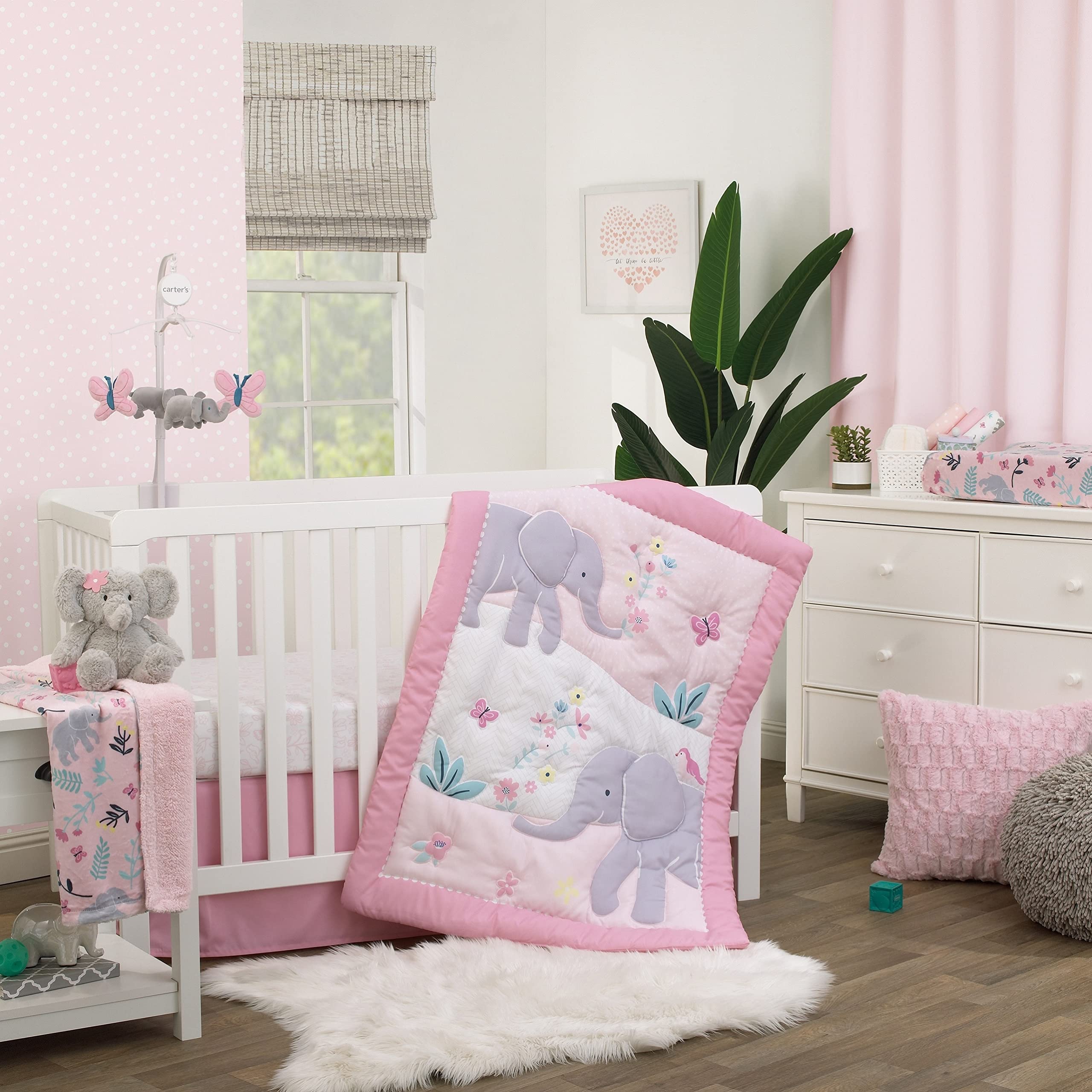 NoJo Carter's Floral Elephant Pink Super Soft Changing Pad Cover - Image 3