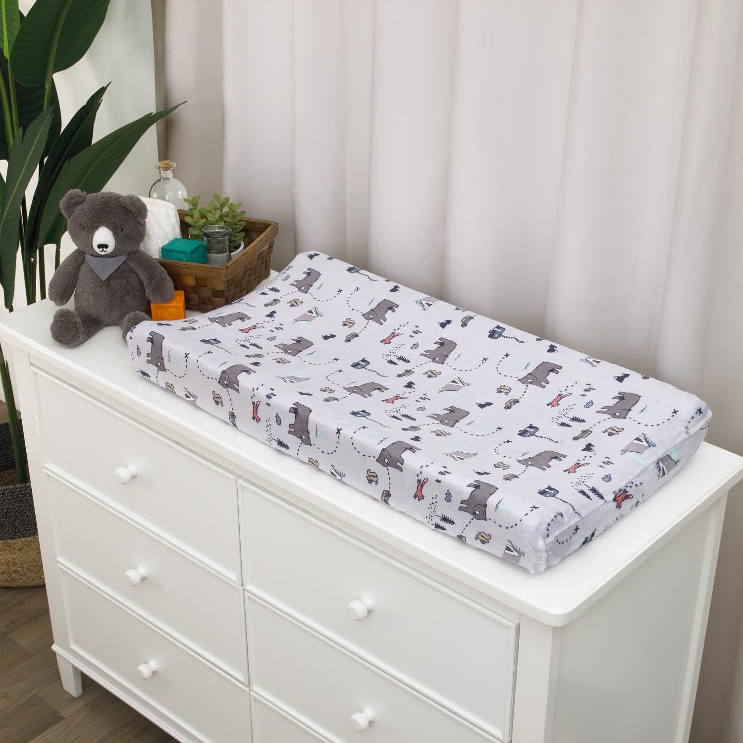 NoJo Carter's Woodland Friends Multi Colored Super Soft Changing Pad Cover Fits Standard 32” x 16” Contoured Pads Nursery Essential - Image 3